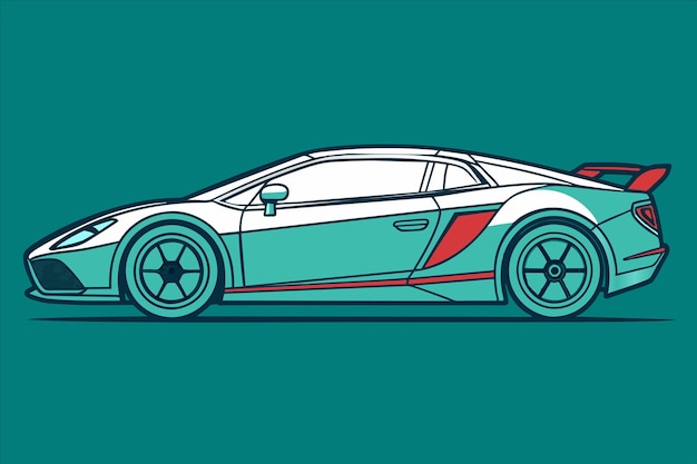 Vector drawing of a car with a blue background