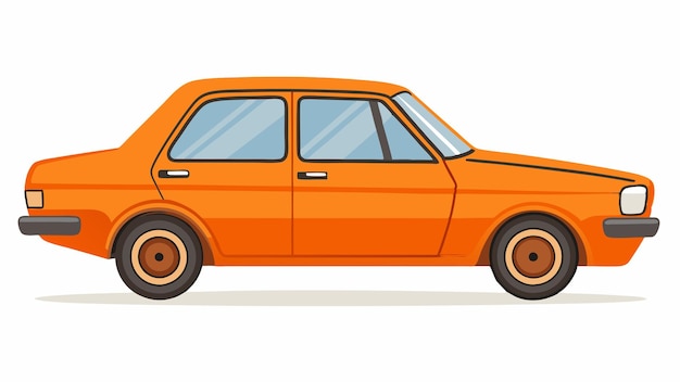 Vector drawing of a car with a brown wheel and a black rim