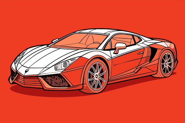 Vector a drawing of a car with a red background