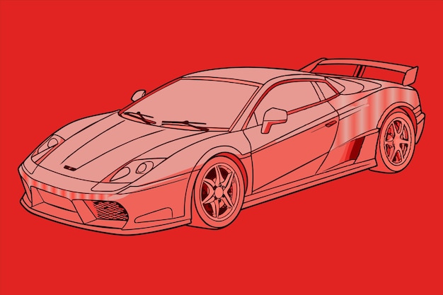 Vector a drawing of a car with a red background