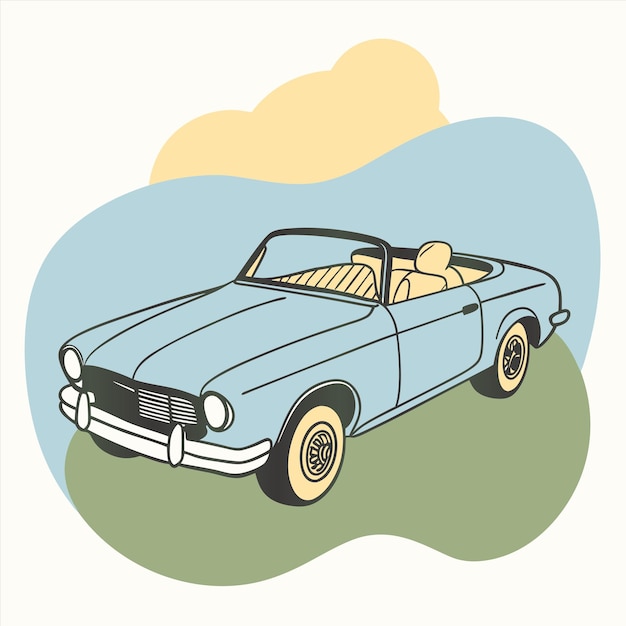 Vector a drawing of a car with a sky background