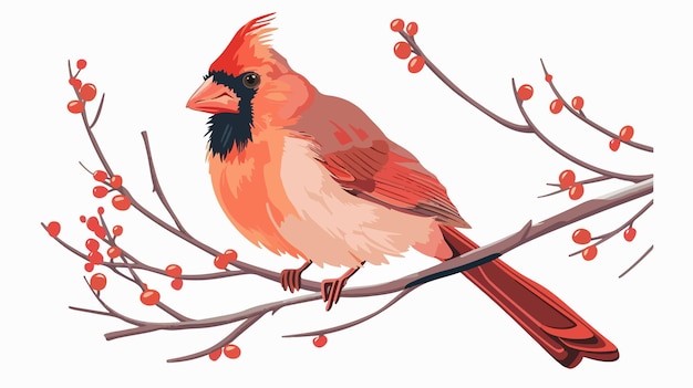 a drawing of a cardinal on a branch with berries