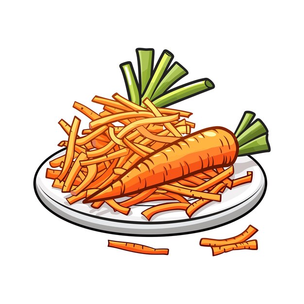 Vector a drawing of a carrot and fries with a carrot on the top