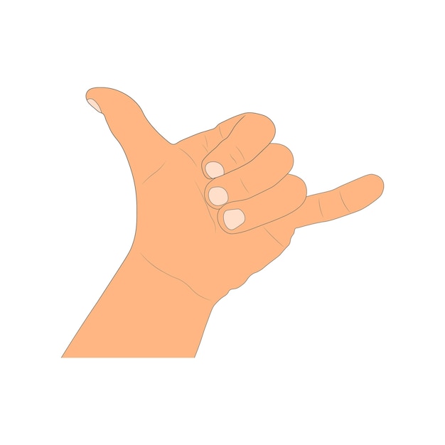 Drawing cartoon human arm isolated on white background Drawn hand gesture Art style