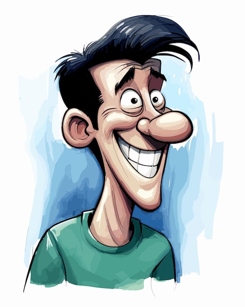 a drawing of a cartoon man with a smile on his face