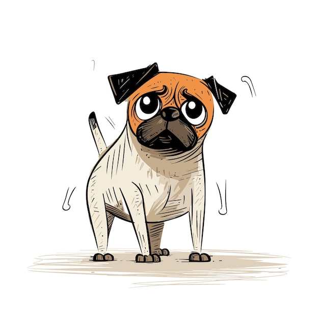 Vector a drawing of a cartoon pug dog