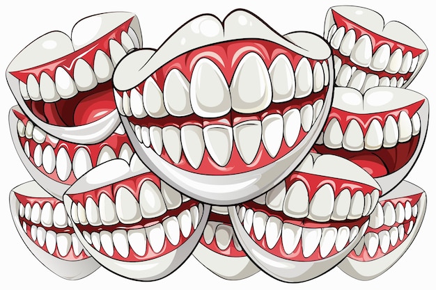 a drawing of a cartoon smiling mouth with teeth showing teeth