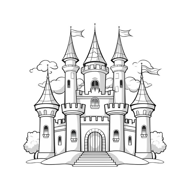 Vector a drawing of a castle with a drawing of a castle on it