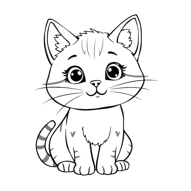 A drawing of a cat coloring page