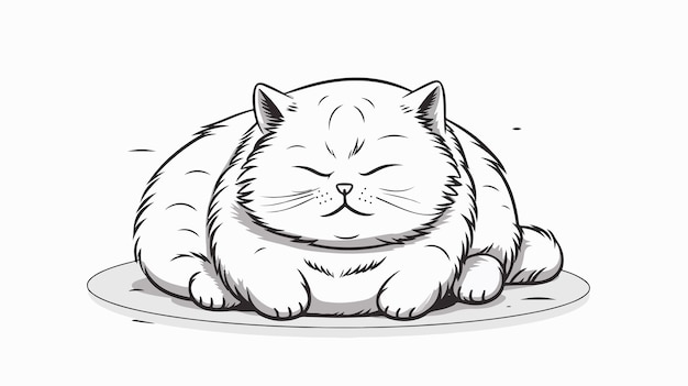 a drawing of a cat sleeping on a plate with the words  cat sleeping