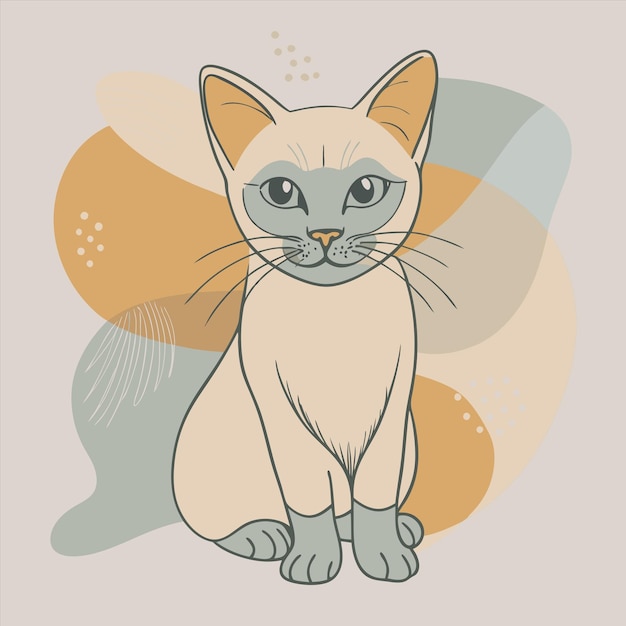 a drawing of a cat with a blue eyes and a yellow background with a picture of a cat