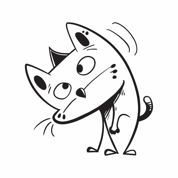 a drawing of a cat with a cartoon face and a cat with big eyes