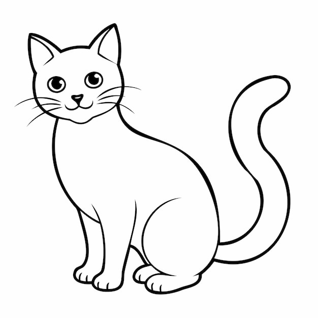 Vector a drawing of a cat with a green eyes and a white background