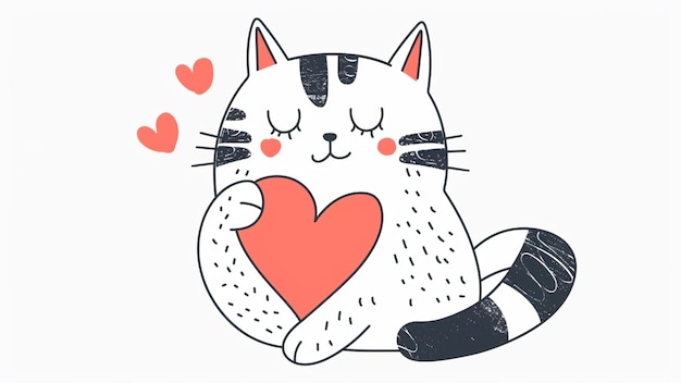 Vector a drawing of a cat with a heart on it