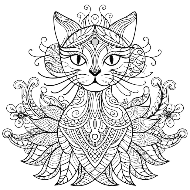 a drawing of a cat with a pattern of a head with the words  the word