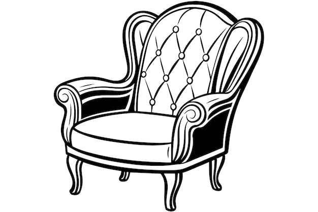 Vector a drawing of a chair with a black and white background