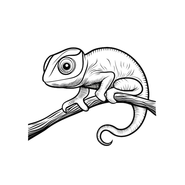 Vector a drawing of a chameleon on a white background