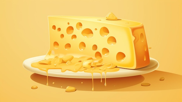 Vector a drawing of a cheese with cheese and sauce on it