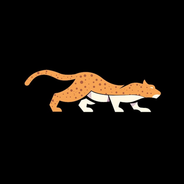 Vector a drawing of a cheetah on a black background.