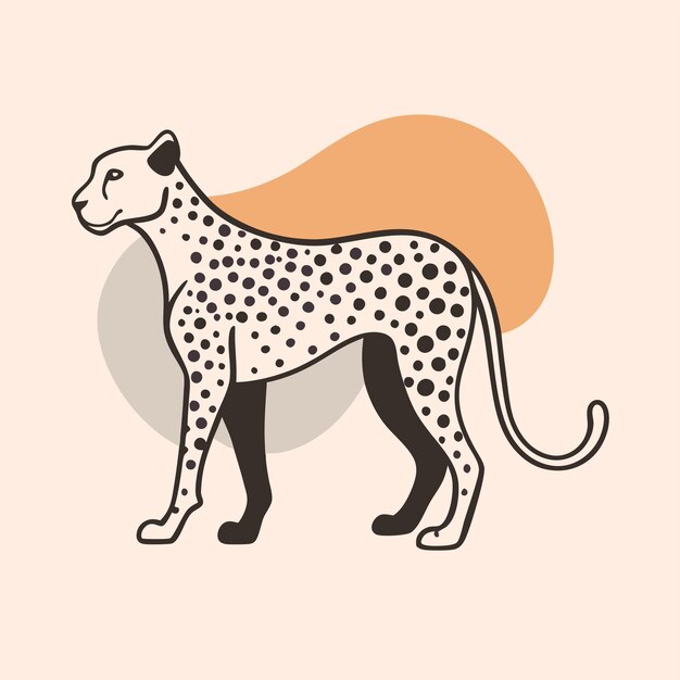 a drawing of a cheetah with a pink background