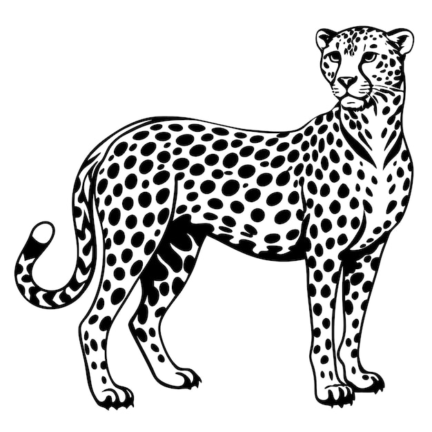 a drawing of a cheetah with spots on it