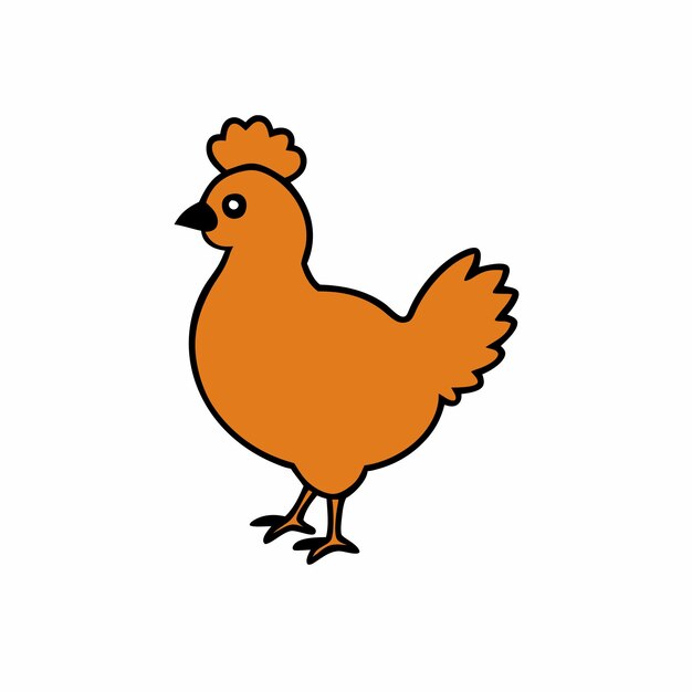 a drawing of a chicken that is orange