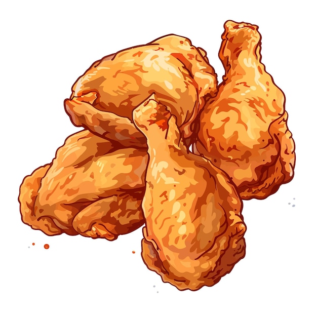 a drawing of chicken wings and a piece of bread