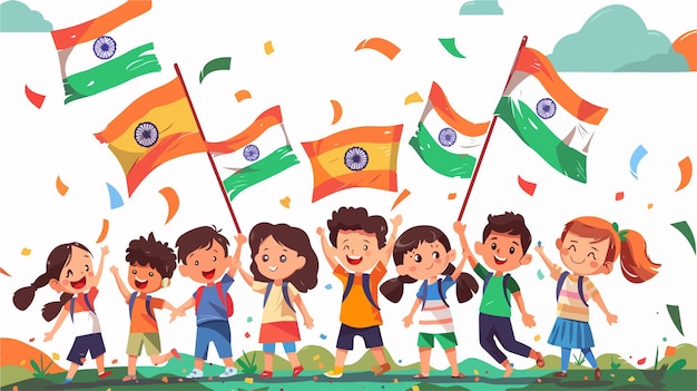 a drawing of children with flags that say quot the word quot on it