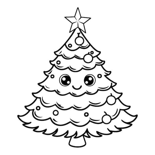 a drawing of a christmas tree with a star on it