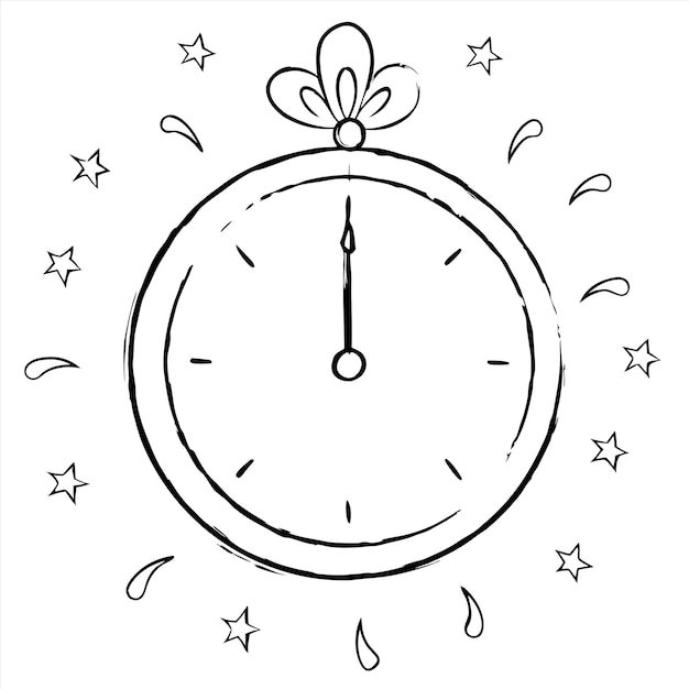 Vector a drawing of a clock with a santa hat on it