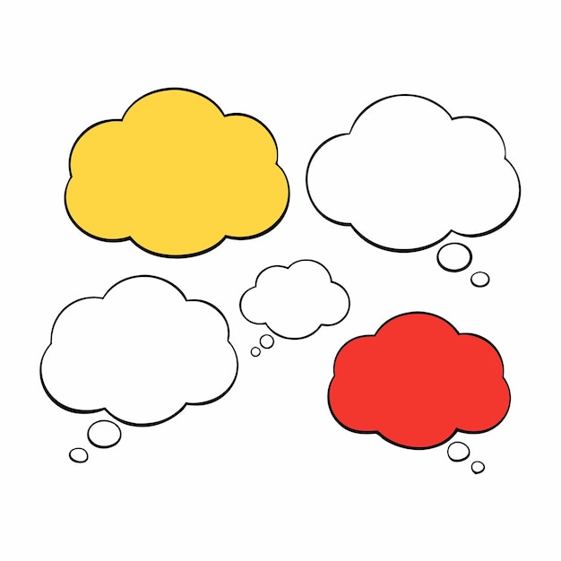 a drawing of a cloud with speech bubbles and a bubble in the middle