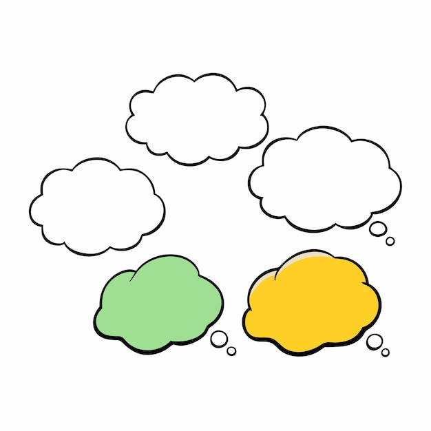 a drawing of a cloud with speech bubbles and a bubble in the middle