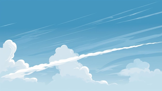 Vector a drawing of clouds and a plane flying in the sky