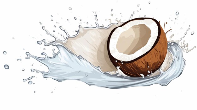 Vector a drawing of coconuts being splashed with water