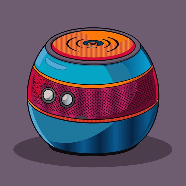 Vector a drawing of a colorful ball with a red and orange design