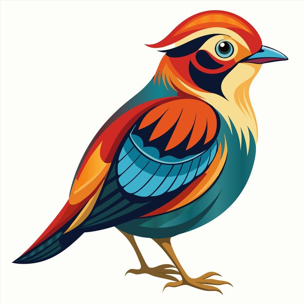 Vector a drawing of a colorful bird with a blue and orange coloring