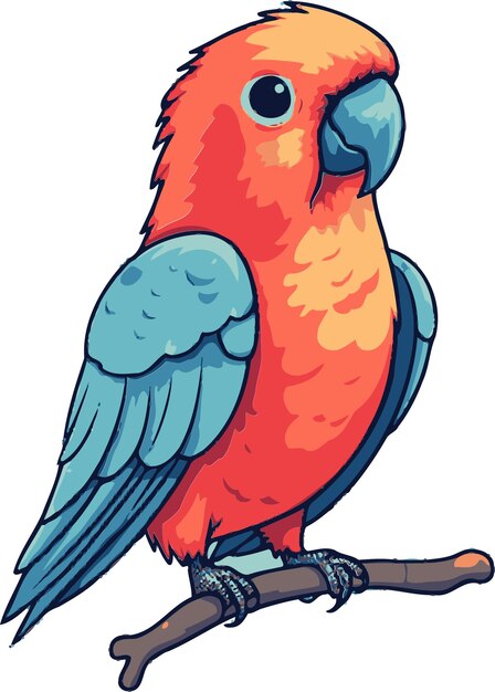 Vector a drawing of a colorful parrot with a red and blue tail