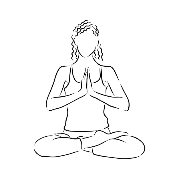 Vector drawing a continuous line. yoga position on white isolated background. linear style