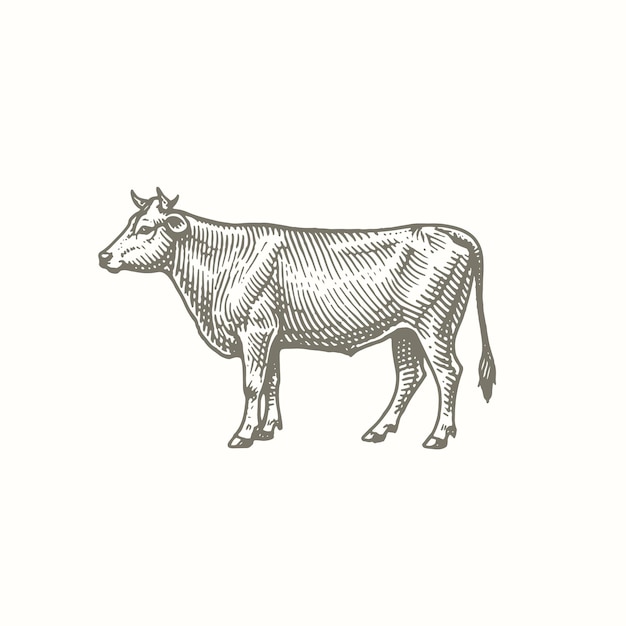 Vector a drawing of a cow that is black and white