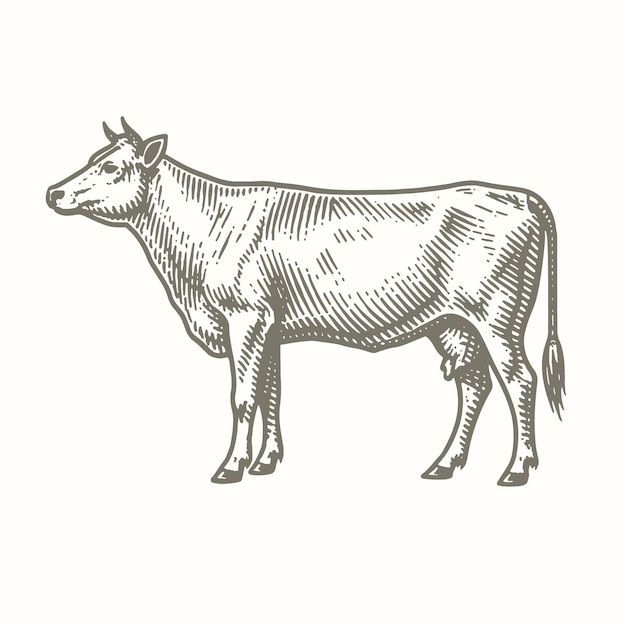 a drawing of a cow that is black and white