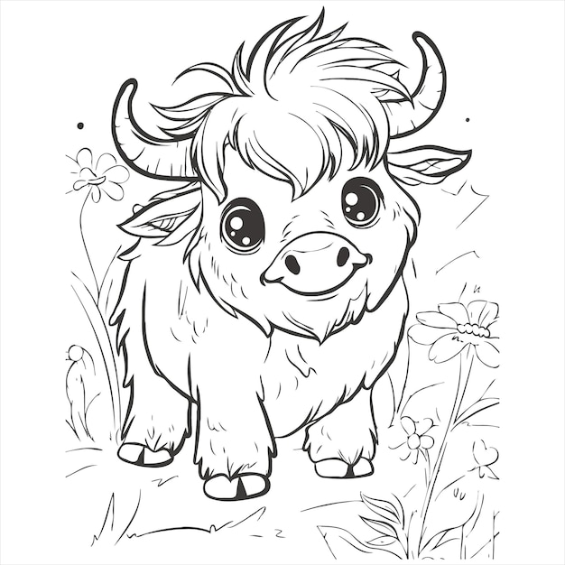 a drawing of a cow with horns on it