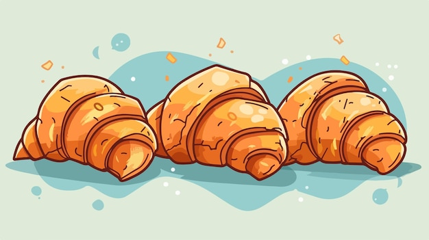 Vector a drawing of a croissant with a blue background with a picture of a croissant on it