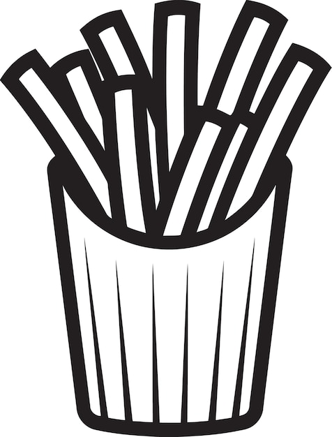 Vector a drawing of a cup of french fries with a black outline