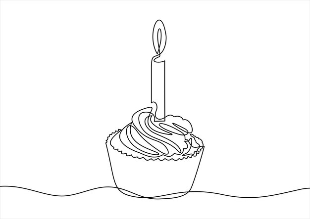 Vector a drawing of a cupcake with a candle in it