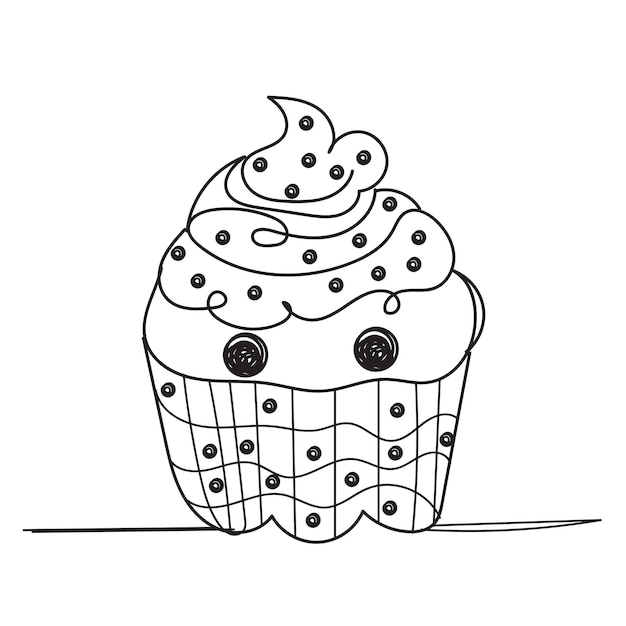 a drawing of a cupcake with a cupcake on it