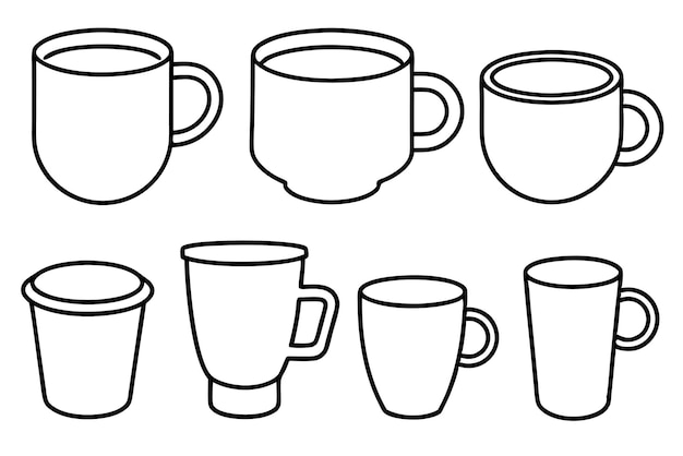 a drawing of cups with one that says coffee on it