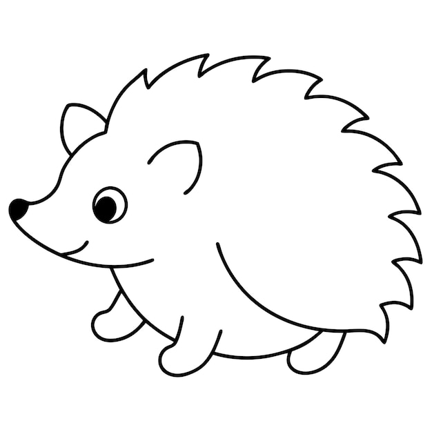 Vector a drawing of a cute little porcupine with a black face and a white background