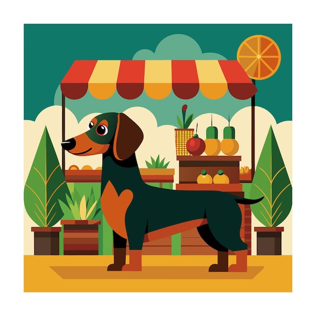 A drawing of a dachshund vector illustration