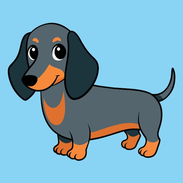 a drawing of a dachshund with a blue background