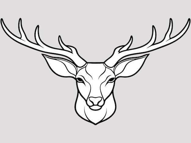 Vector a drawing of a deer head with antlers